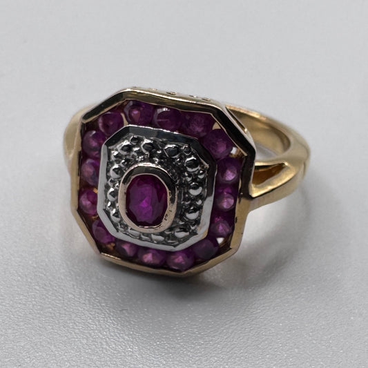 Bague en plaqué or et rubis