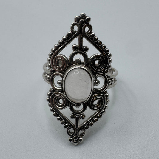 Jolie Bague en argent et pierre quartz rose