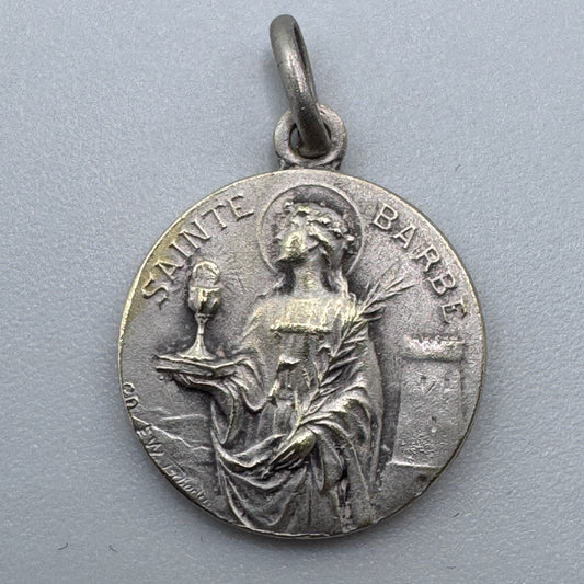 Medaille religieuse ancienne « Sainte Barbe »