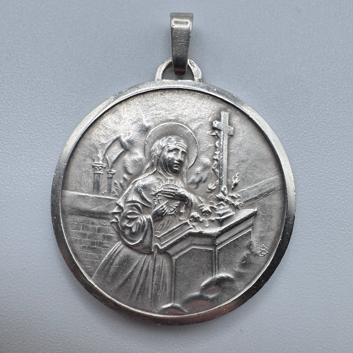 Superbe Medaille religieuse ancienne « Sainte Rita » - argent massif