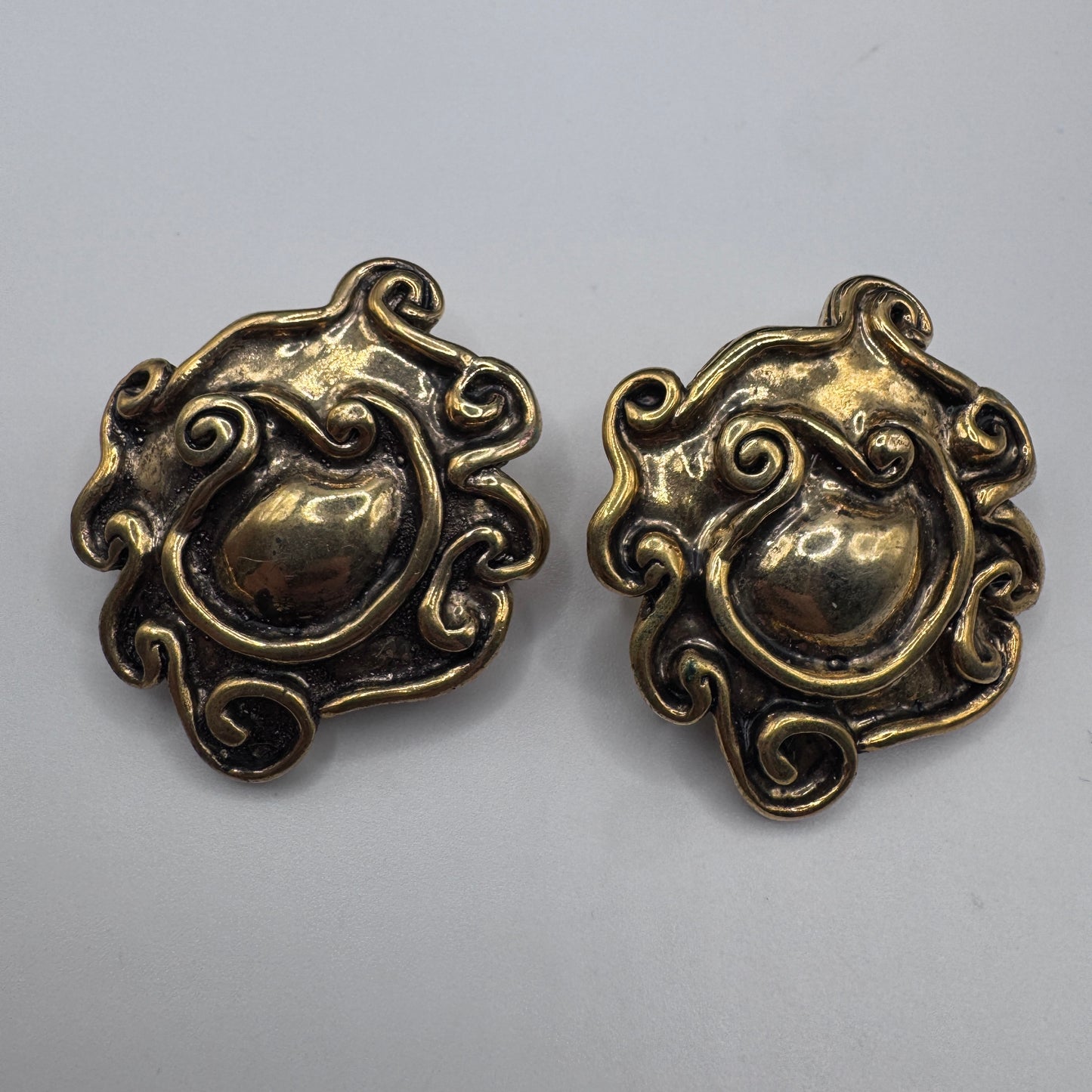 Jolis grands Clips vintage - plastique métallisé bronze