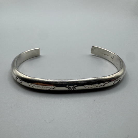 Bracelet jonc ancien en argent sterling - Fabrication artisanale américaine