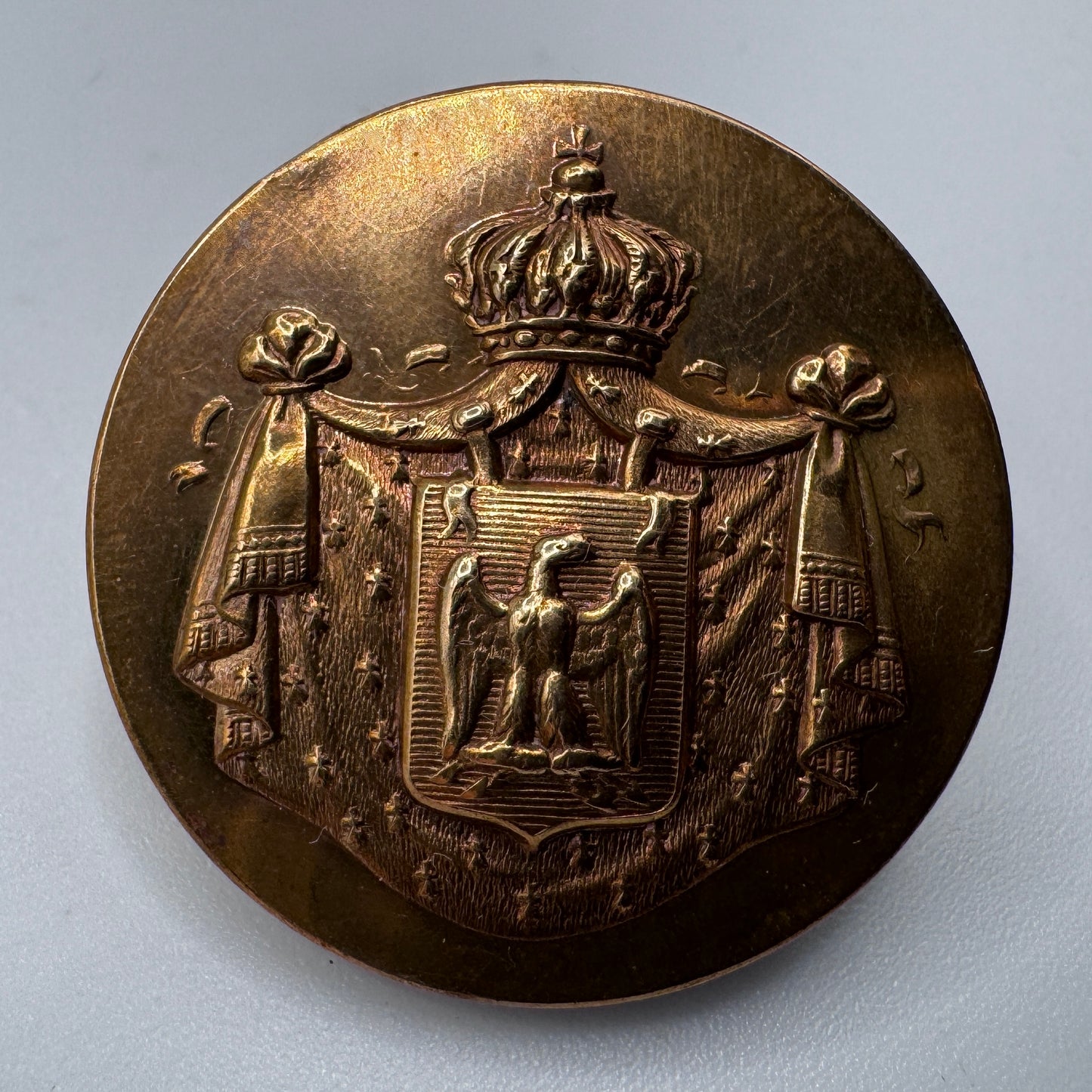 Rare Bouton ancien « famille impériale Napoléon III » - pour serviteur ou équipage vénerie