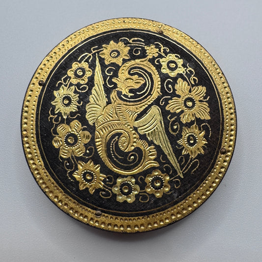 Petite boîte ancienne poudrier Vintage  - décor damasquiné TOLÈDE