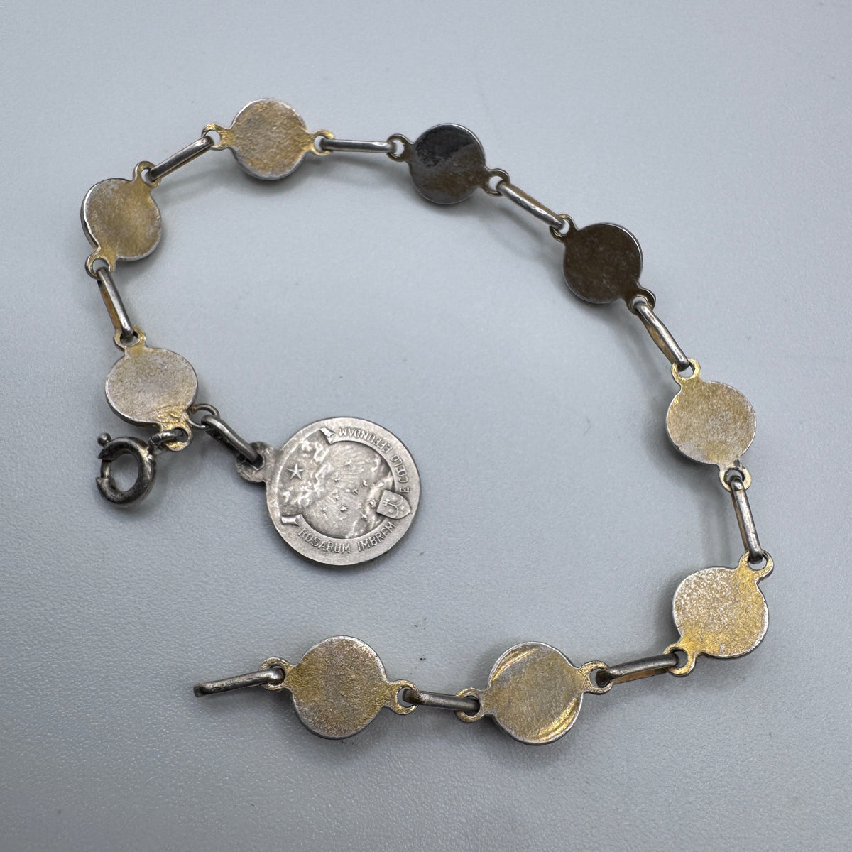 Superbe Dizainier ancien « roses de Sainte Thérèse » en argent et vermeil