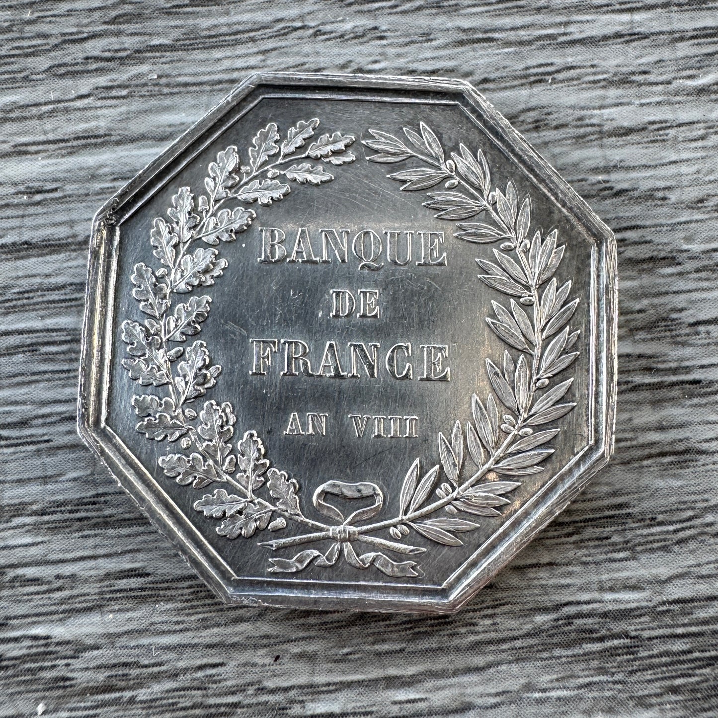 Jeton ancien en argent « banque de France An VIII »