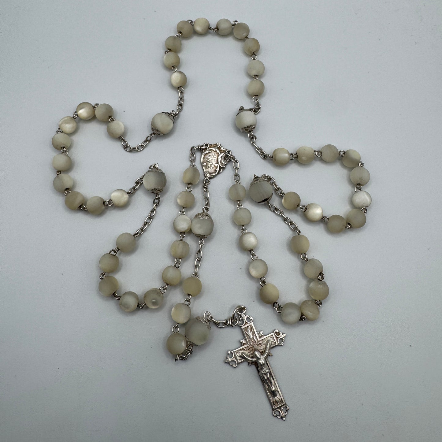 Grand Chapelet ancien en argent et nacre