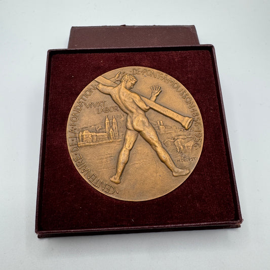 Médaille artistique en bronze « centenaire de la fondation de Pont a Mousson 1856/1956 » par Dropsy