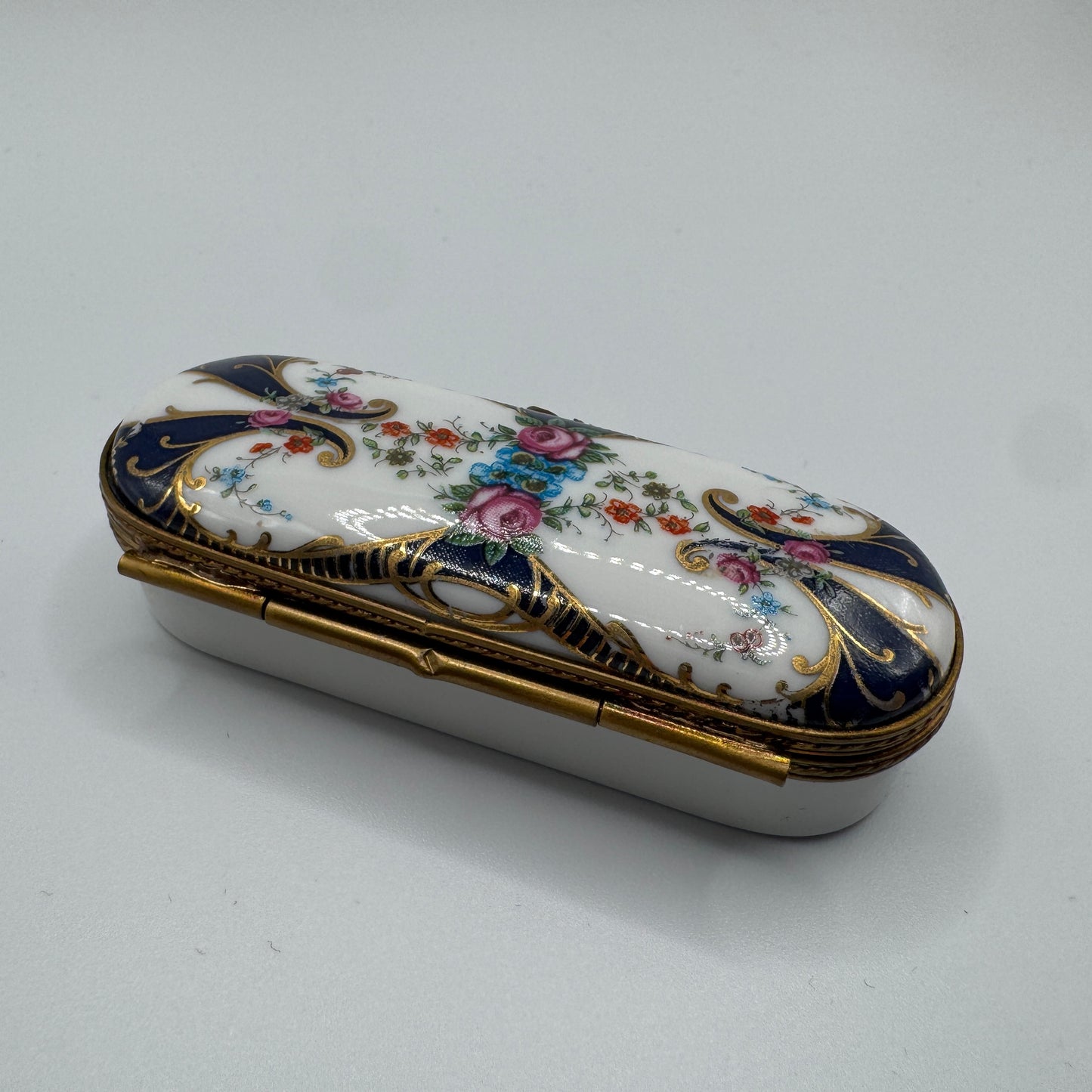 Boîte à Pilules en Porcelaine - décor floral