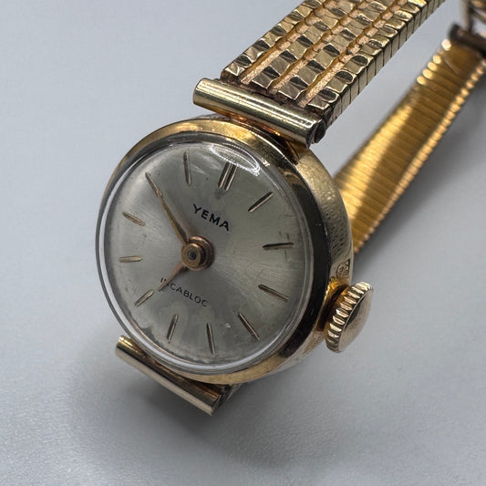 Montre bracelet mécanique de femme ancienne YEMA - plaqué or