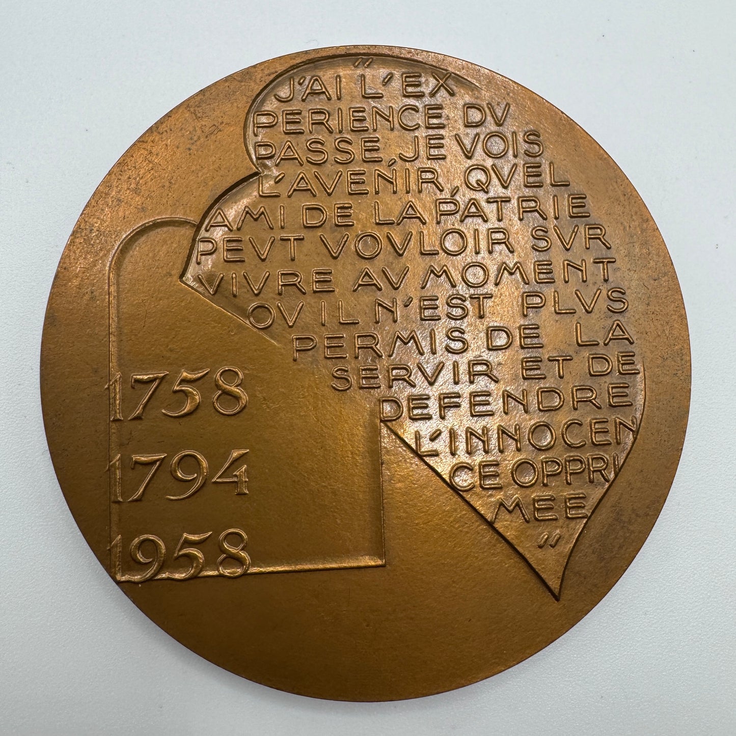 Medaille artistique ancienne en bronze « Robespierre »