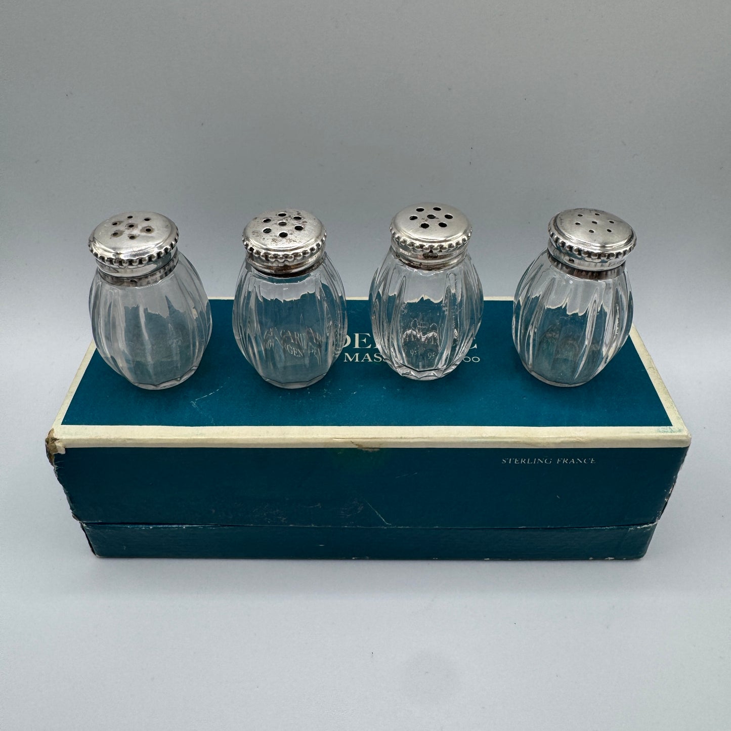 Coffret Salerons Christofle Orfèvre Cardeilhac - cristal et Argent
