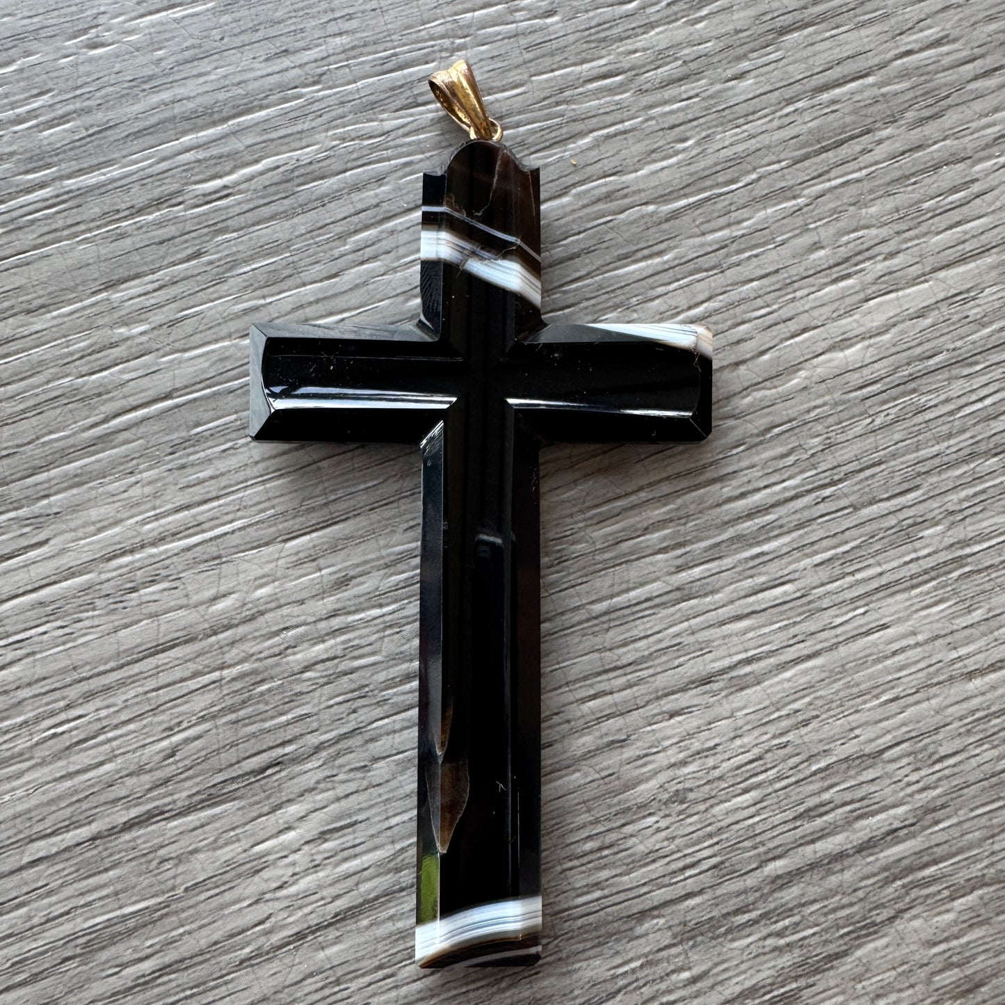 Croix pectorale ancienne - agate cornaline