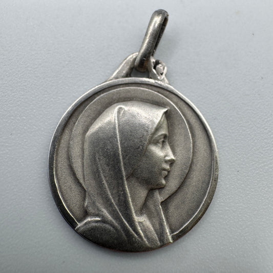 Medaille religieuse ancienne en argent « sainte Vierge »
