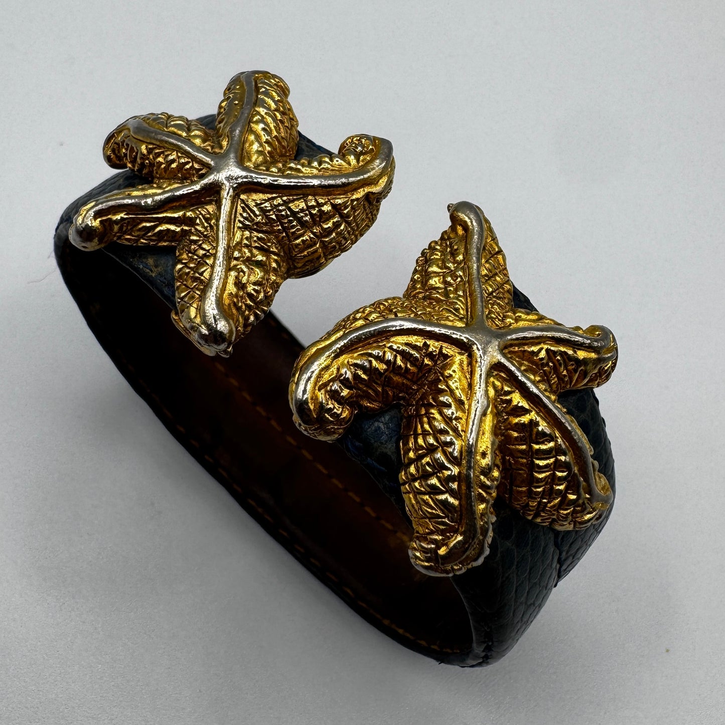 Rare Bracelet créateur OLIVIA LEGROUX PARIS - Métal doré et cuir