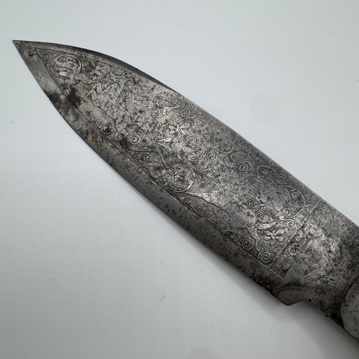 Rare grand Couteau pliant ancien XIXe Albacete/Navaja - « chasse au cerf »