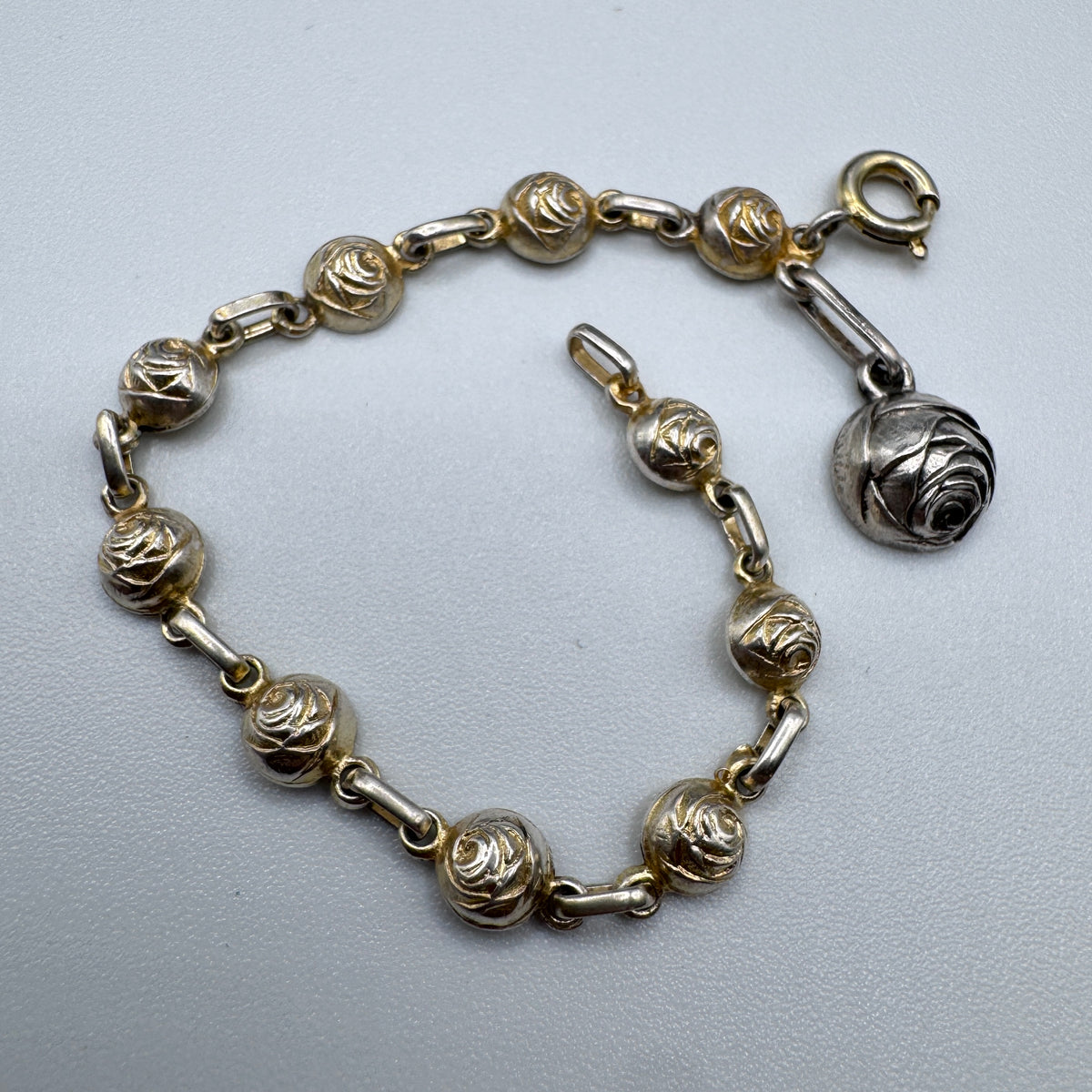 Superbe Dizainier ancien « roses de Sainte Thérèse » en argent et vermeil