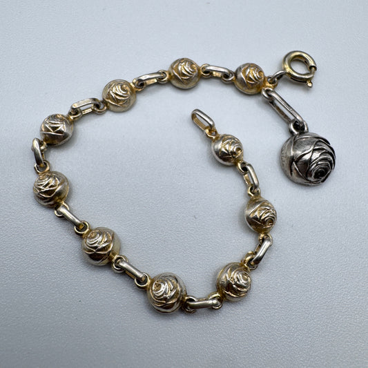 Superbe Dizainier ancien « roses de Sainte Thérèse » en argent et vermeil