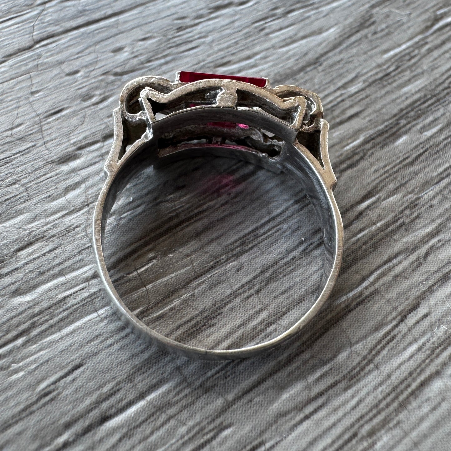 Bague Art Déco en argent et vermeil