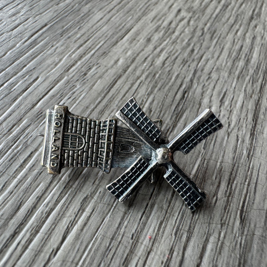 Broche vintage souvenir de Hollande « moulin à vent »