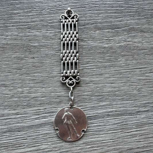 Châtelaine ancienne avec médaille   - argent massif