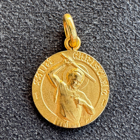 Médaille religieuse ancienne plaqué or « Saint Christophe d’Oliva »