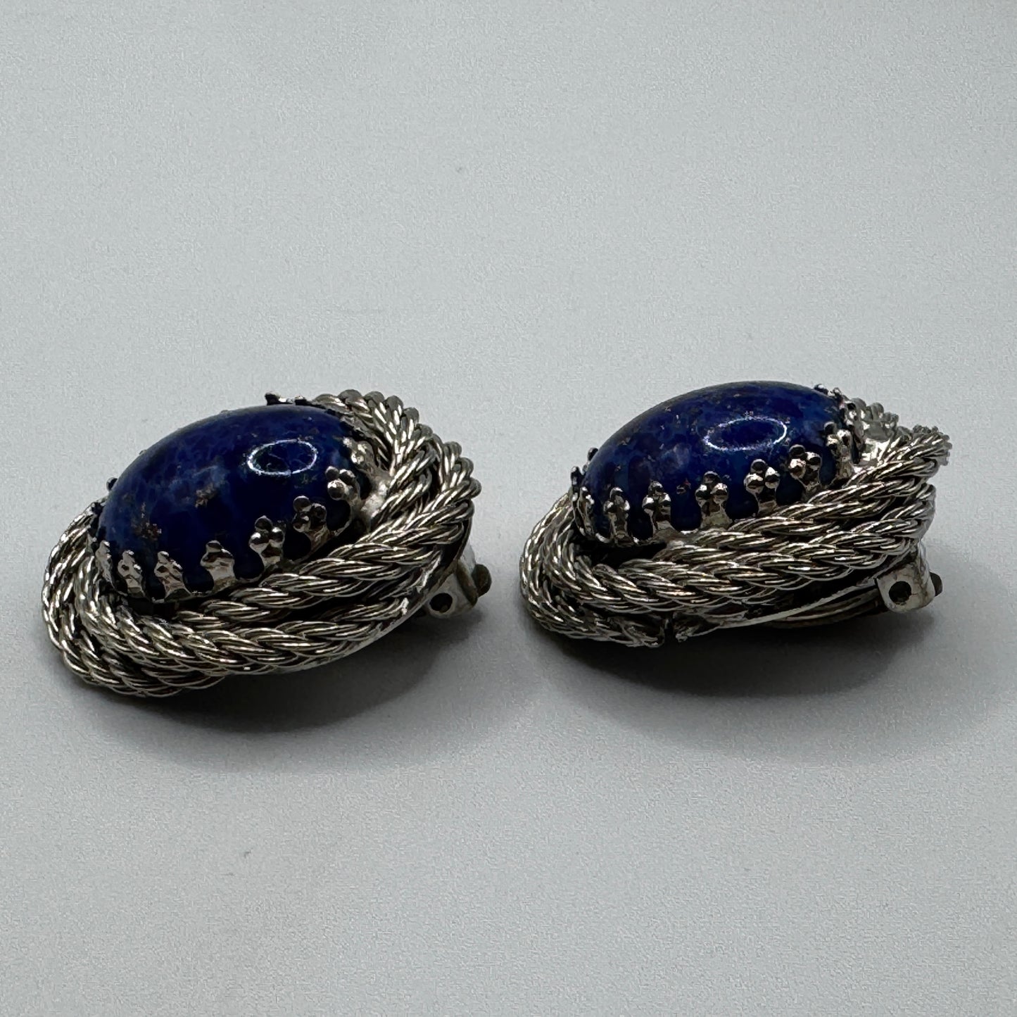 Grands Clips d’oreilles Vintage - métal et pâte de verre