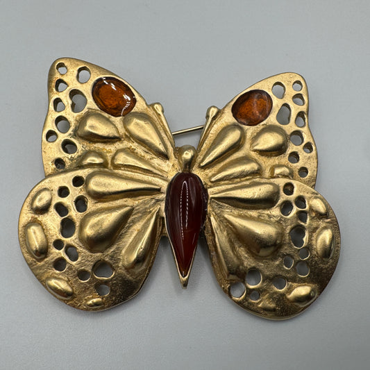 Broche créateur Vintage « papillon » - métal doré