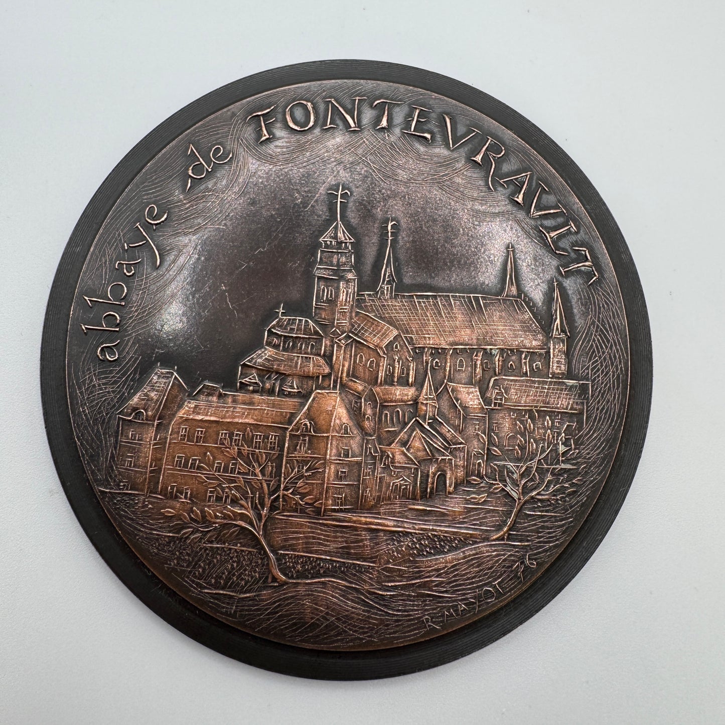 Rare Médaille artistique en bronze « abbaye de Fontevrault - tombeaux des Plantagenets » - épreuve EE/100 ex