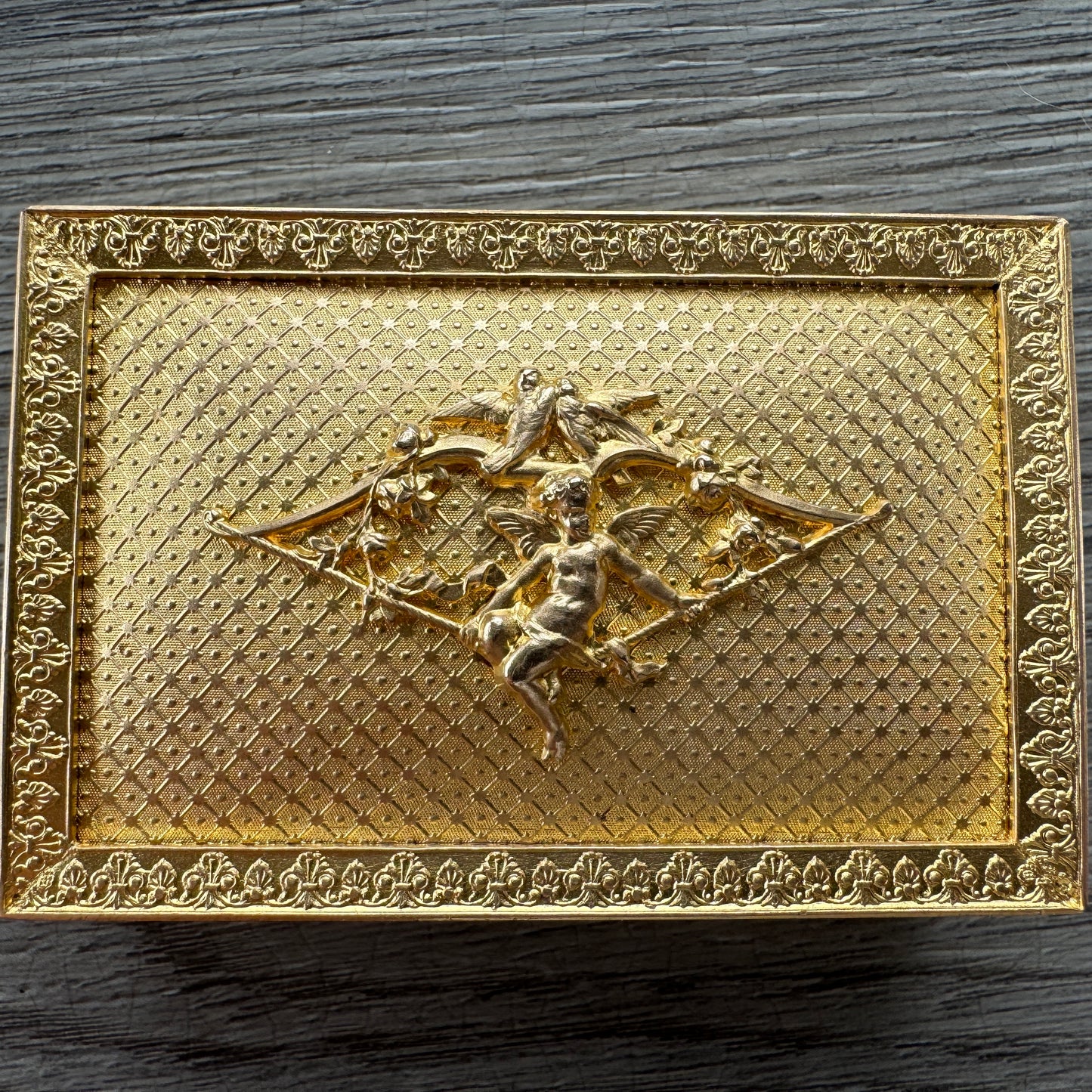 Boîte à timbres ancienne en bronze doré - style Napoléon III