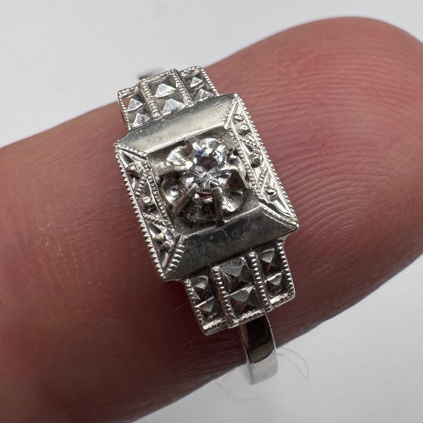Superbe bague ancienne Art Deco argent massif - neuf stock ancien bijoutier