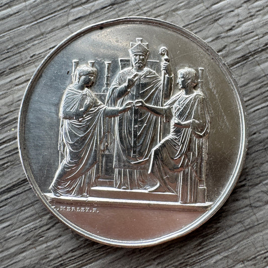 Medaille de mariage ancienne en argent - 26 Mai 1900