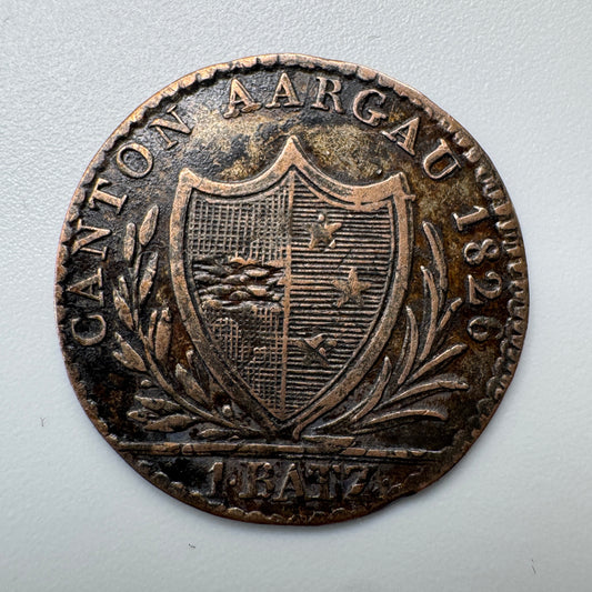 Monnaie ancienne Suisse - 1 batz Canton Aargau 1826