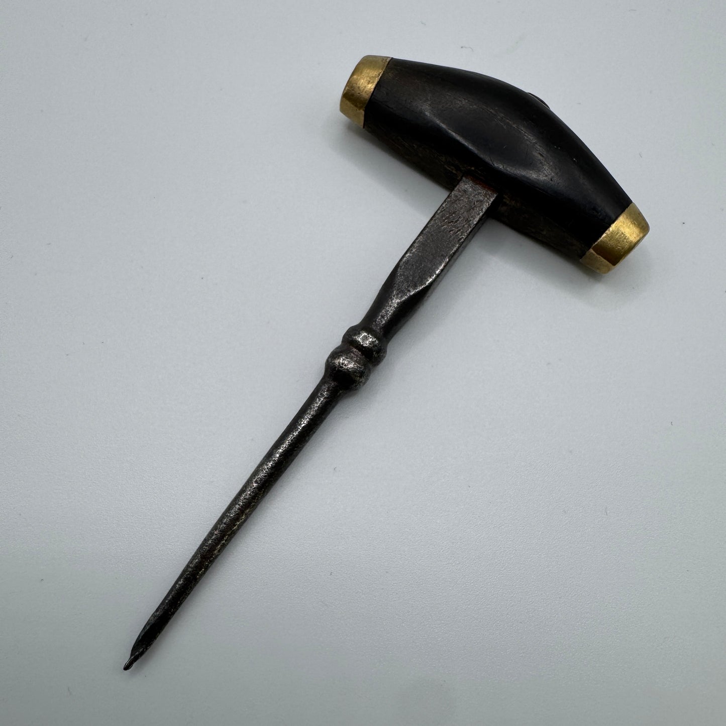 Ancienne Vrille Tire Bonde De Tonnelier bronze, acier et corne