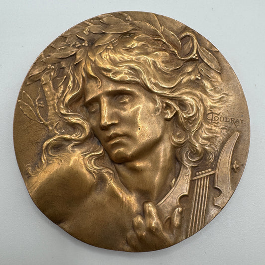 Medaille artistique ancienne en bronze « Orphée »