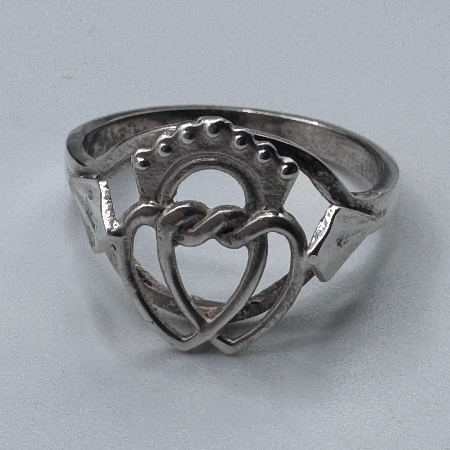Superbe bague ancienne « cœur vendéen » argent massif - neuf stock ancien bijoutier