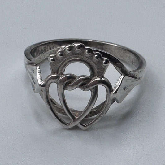 Superbe bague ancienne « cœur vendéen » argent massif - neuf stock ancien bijoutier