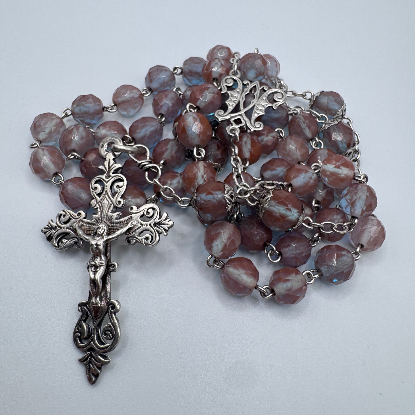 Superbe et rare Chapelet ancien en argent et perles en saphiret