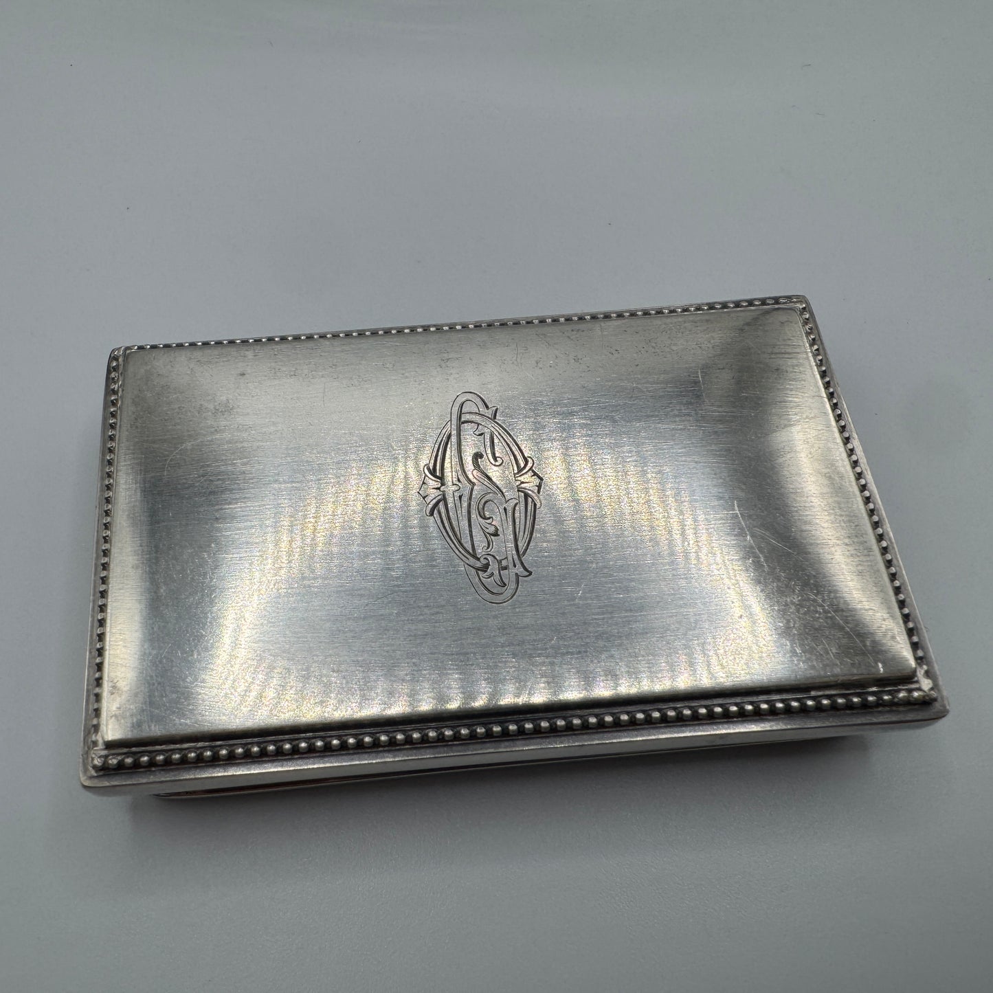 boîte à coton en argent massif et cristal