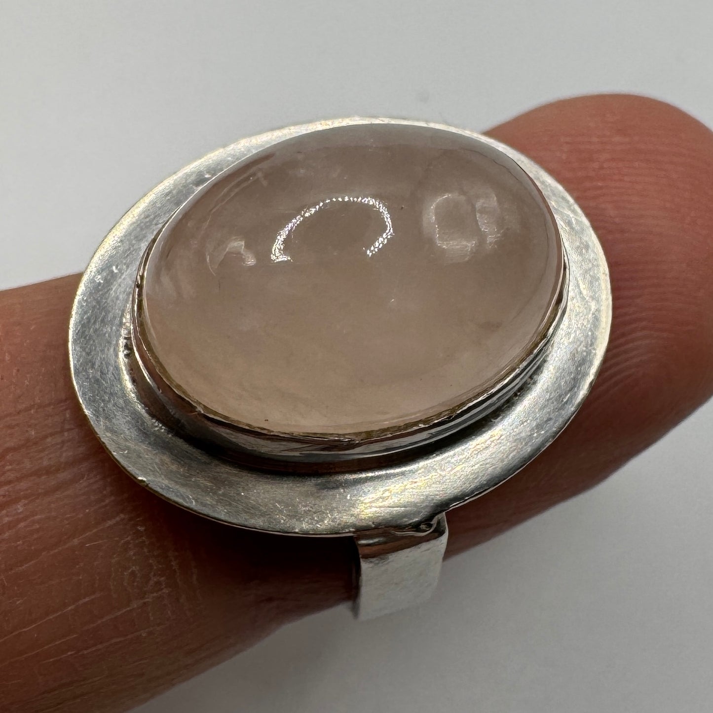 bague en argent et quartz rose