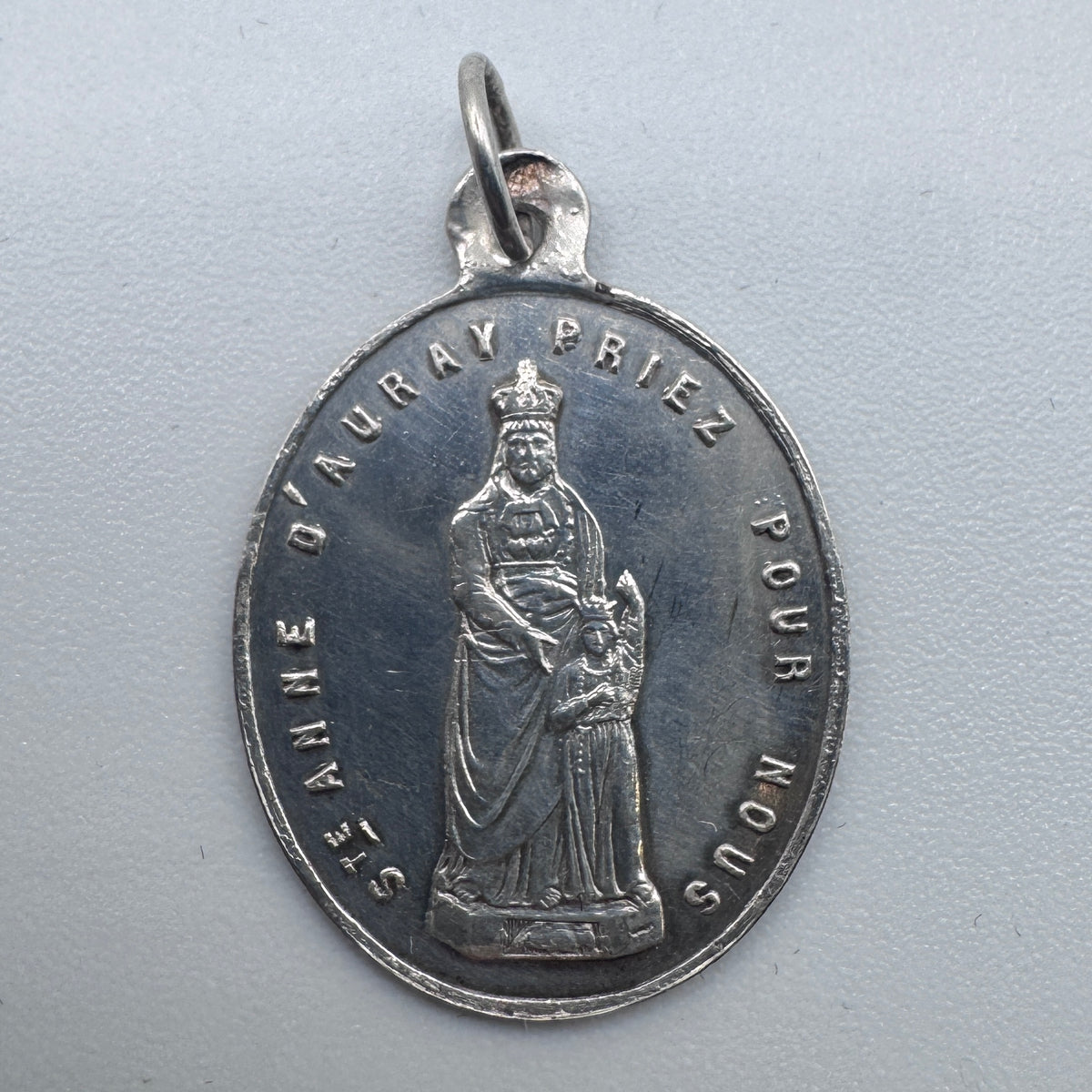 Medaille religieuse ancienne « Sainte Anne » - argent massif