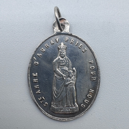 Medaille religieuse ancienne « Sainte Anne » - argent massif